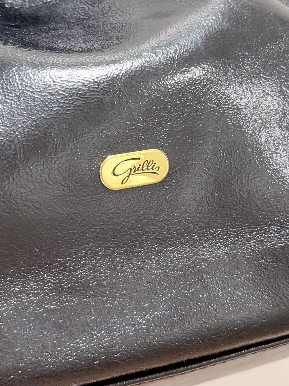 LIKE NEW Grilli Italian Black Leather Gathered Shoulder Bag - Picture 6 of 8